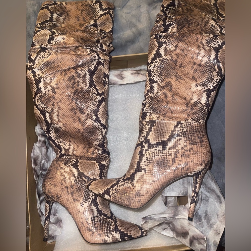 Jessica Simpson knee high snake skin boots